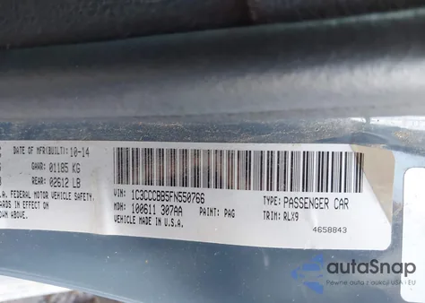 2015 Chrysler 200 S z USA, uszkodzony, nr VIN 1C3CCCBB5FN550766